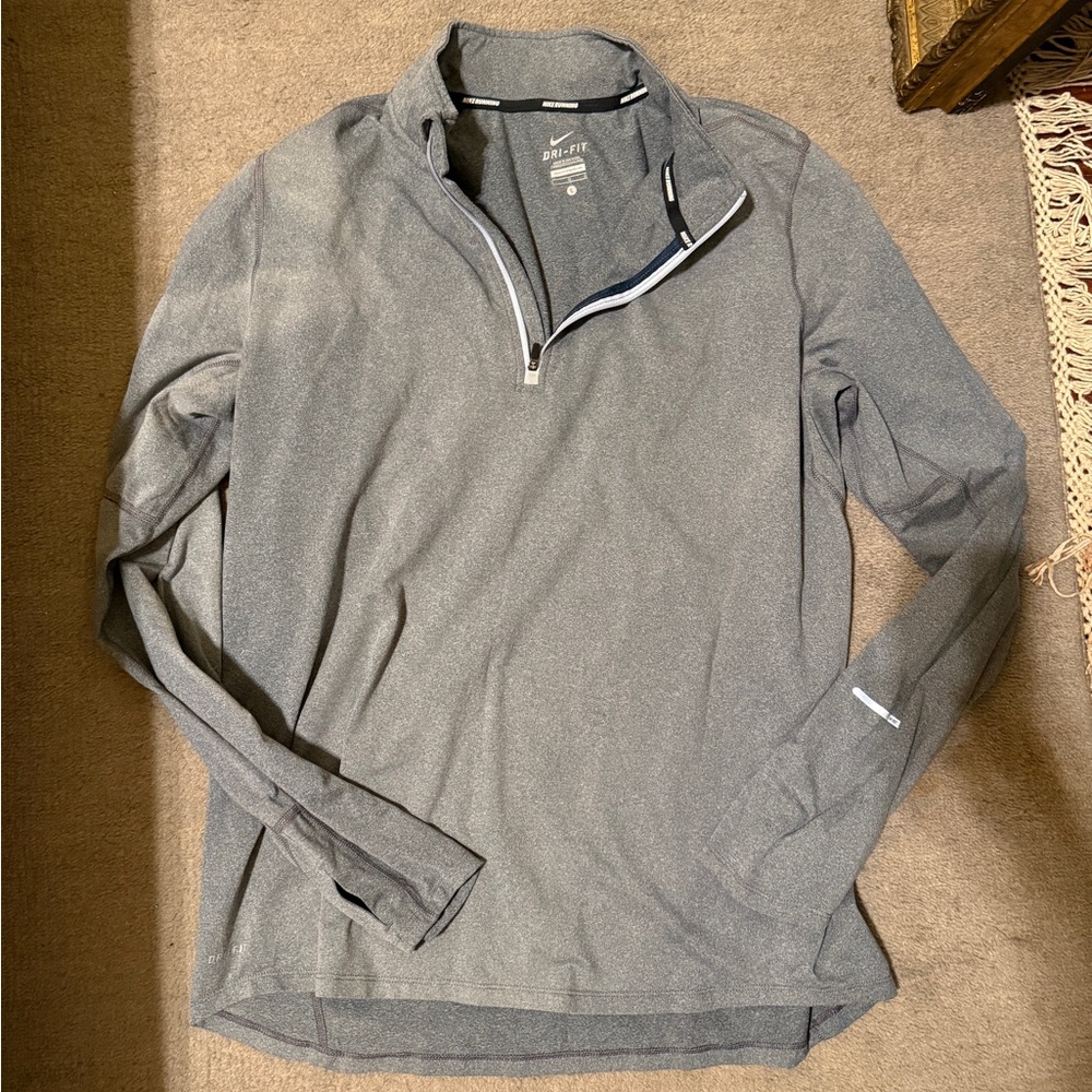 Nike Men’s Dri-FIT Gray Half Zip Running Pullover Size Large